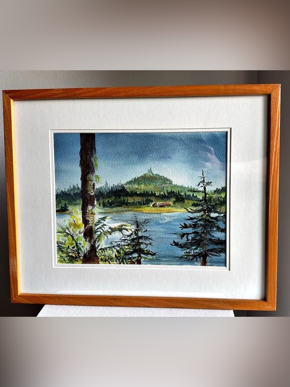 Original Signed Watercolor Painting "Lonely Mountain Late June" Debi Basile Fram